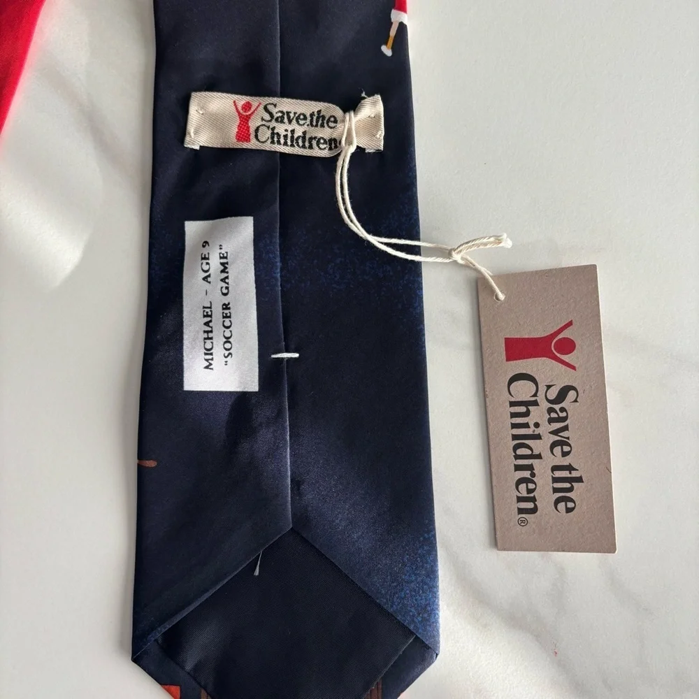 Save the Children Soccer Theme Necktie 100% silk NWT